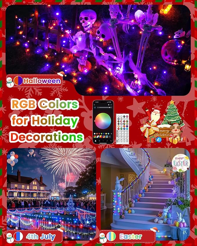 Smart Color Changing Christmas String Lights, 2Pack 164FT 400LED App Control RGB LED String Lights with Remote & Timer, Waterproof Twinkle Christmas Tree Lights Indoor Outdoor Holiday Xmas Tree Decor