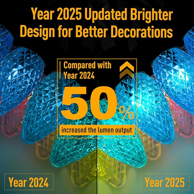 Smart C9 LED Christmas Lights Outdoor, Ultra Long 200 Count 157FT, APP Programmable, 105+ Modes, RGB Color Changing, Music Sync, IP65 Waterproof Connectable for Roofline Patio Xmas Tree Holiday Decor