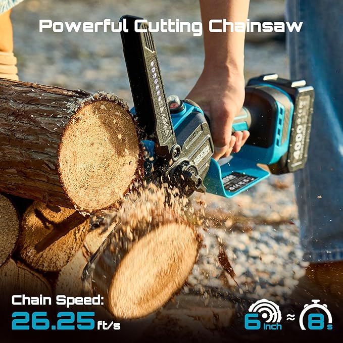 SEESII Electric Chainsaw Trimmer Pruner: 3-in-1 Cordless Chainsaw, Hedge Trimmer, Pruning Shears with 2¡¿ Rechargeable 4000mAh Batteries, Garden Tool Kit for Tree Trimming and Branch Cutting