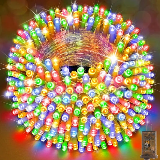 SAUIRS 197FT 500 LED Christmas Lights Outdoor String Lights with 8 Modes Timer Waterproof Fairy Light Plug in for Outside Indoor Party Xmas Palm Tree Yard Wedding Decorations(Multicolor)