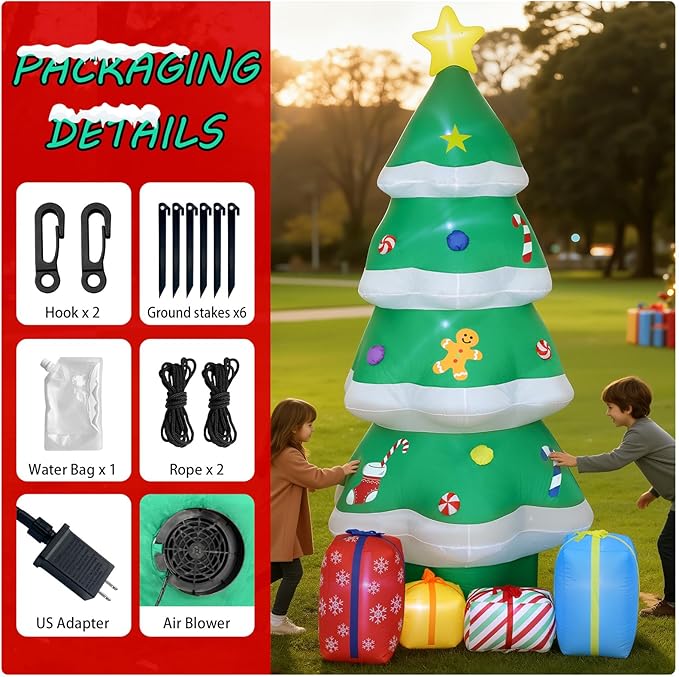 10FT Christmas Tree Inflatables, Inflatable Christmas Decorations, Blow Up Holiday Decor for Outdoor Yard, Lawn, Backyard, Home