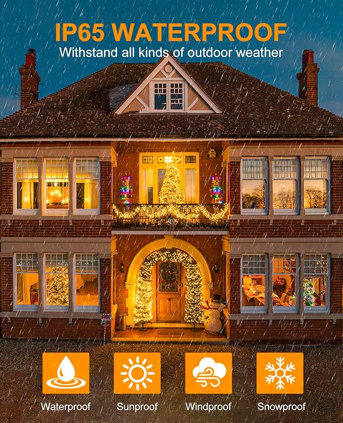 157FT 480 LED Christmas Lights Outdoor, Christmas Tree Lights Waterproof, 8 Modes Plug in Fairy String Light for Indoor Party Xmas Tree Garden Patio Decorations, Warm White