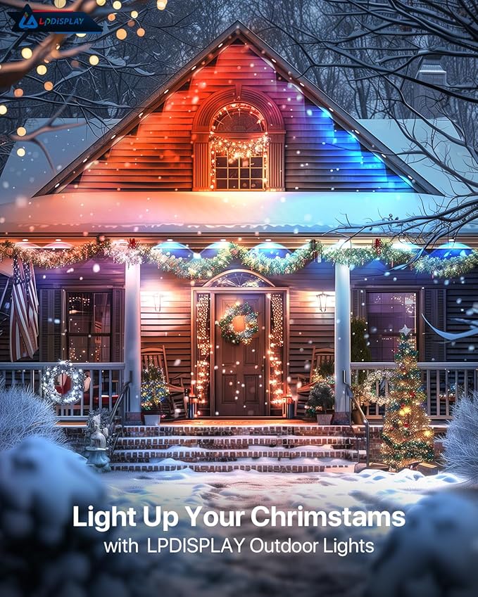 100ft 80led Permanent Outdoor Lights, Outdoor Permanent Lights for House, RGB+IC Color Changing for Year-Round Decor (Halloween/Christmas), IP67 Waterproof & App/Remote Control