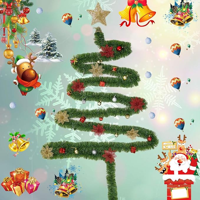Christmas Garland for Outdoor/Indoor Decoration, Soft Greenery Artificial Garland Decorations, Non-lit Green Xmas Garlands Perfect for Party Home Garden and Holiday Festival Decor, 50 Feet 2 Pack