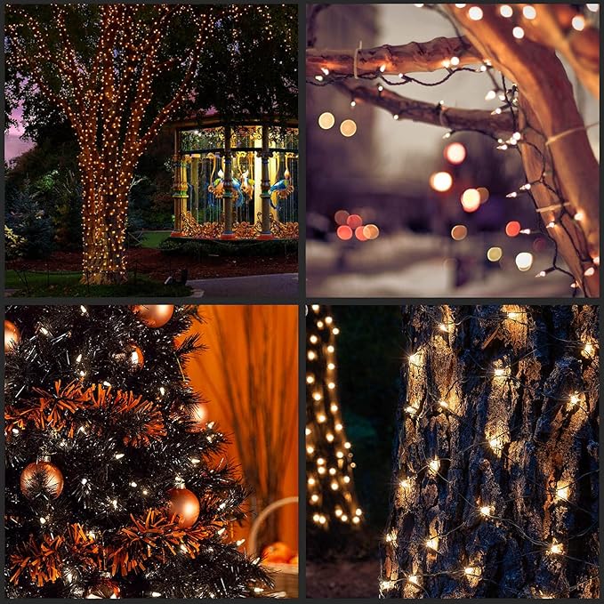 YULETIME Clear Christmas Lights with Black Wire, Pack of 2 Sets 33 ft 100 Count UL Certified Holiday String Lights (Clear - Black Wire)