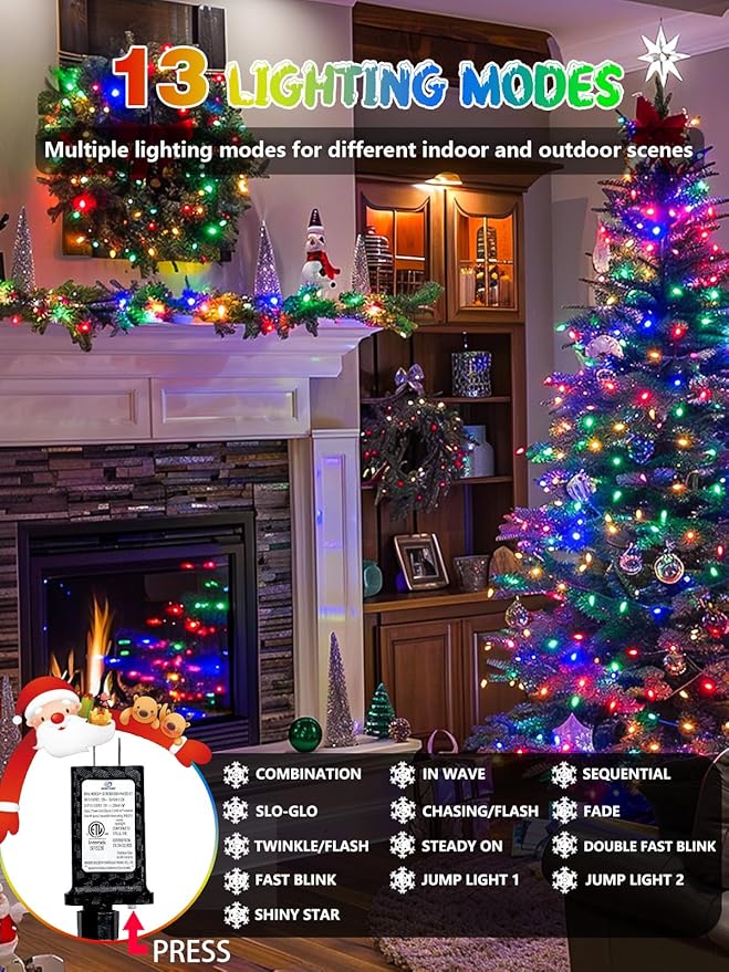 240 LED C6 Christmas Lights Outdoor, 78FT Super Long Christmas String Lights with 13 Modes & Timer, Waterproof Fairy Twinkle Light Plug in for Indoor Tree Garden Party Xmas Decorations (Multicolor)