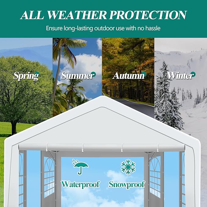 GARTOO 13' x 20' Canopy Party Tent & Carport - Heavy Duty Outdoor Wedding Gazebo with 4 Sand Bags, Event Shelter Canopy for Outdoor Event, Wedding, Birthday Party