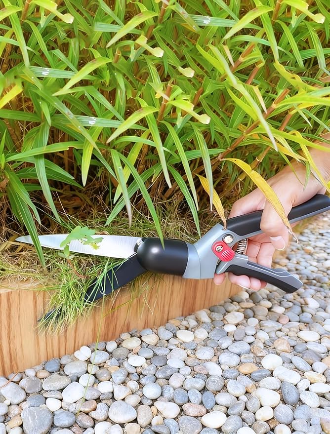 Grass Shears, 340¡Æ Swivel Stainless Steel Blades, Sharp Handheld Gardening Clippers Plant Tools Cutting Scissors, Multi-Purpose Lawn Edging Trimmer Shears for Garden Grass