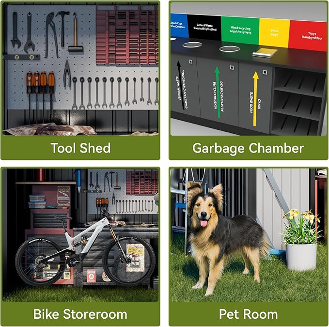 COMHOMA Shed Outdoor Storage Shed Metal,Lockable Doors Tool Sheds with Sloping Roof,Steel Garden Shed with Air Vent for Backyard,Patio,Lawn,Poolside (Grey, 6'*4')