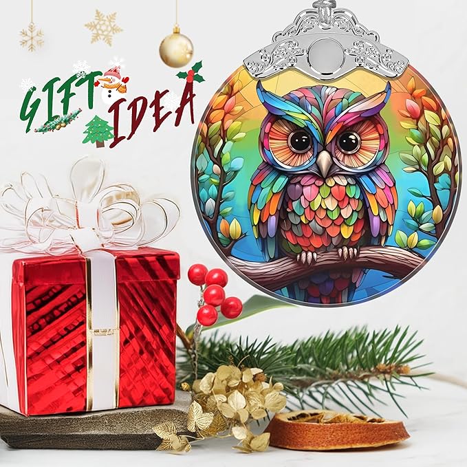 Stained Glass Owl Ornament - Christmas Ornaments - Christmas Tree Decorations - Holiday Present Ideas - Gift Exchange