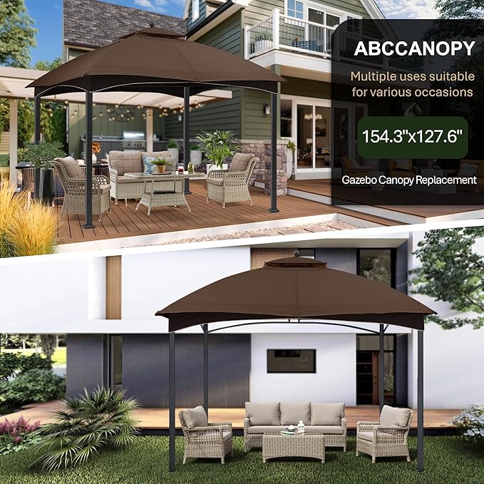 ABCCANOPY Gazebo Replacement Canopy Top for Lowe's Allen Roth #GF-12S004B-1, New Brown