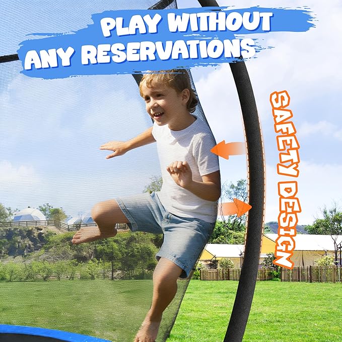 Trampoline 8FT 10FT 12FT 14FT 15FT 16FT, Recreational Trampolines with Enclosure Net and Ladder, Outdoor Anti-Rust Trampolines for Kids and Adults, ASTM Approved