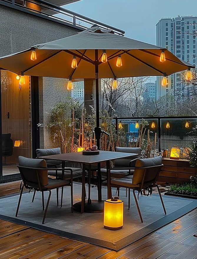 Outdoor Patio String Lights: 100Ft 30M Outside Waterproof Light - Remote Dimmable ST38 Shatterproof Bulb Connectable Hanging Outdoor Electric Lighting - Backyard Yard Gazebo Porch Party
