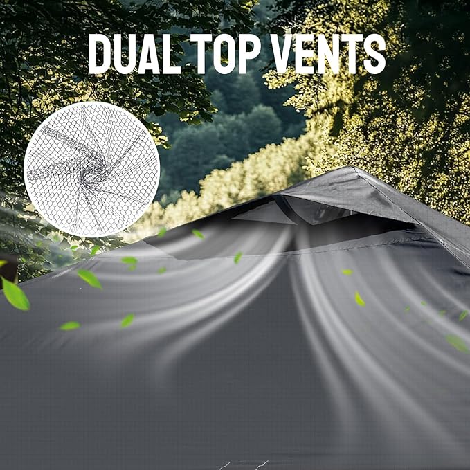 CROWN SHADES 10x10 Pop Up Canopy Tent - Patented Center Lock One Push Instant Outdoor Canopy Beach Tent with STO-N-Go Bag 8 Stakes & 4 Sand Bags，Grid Grey