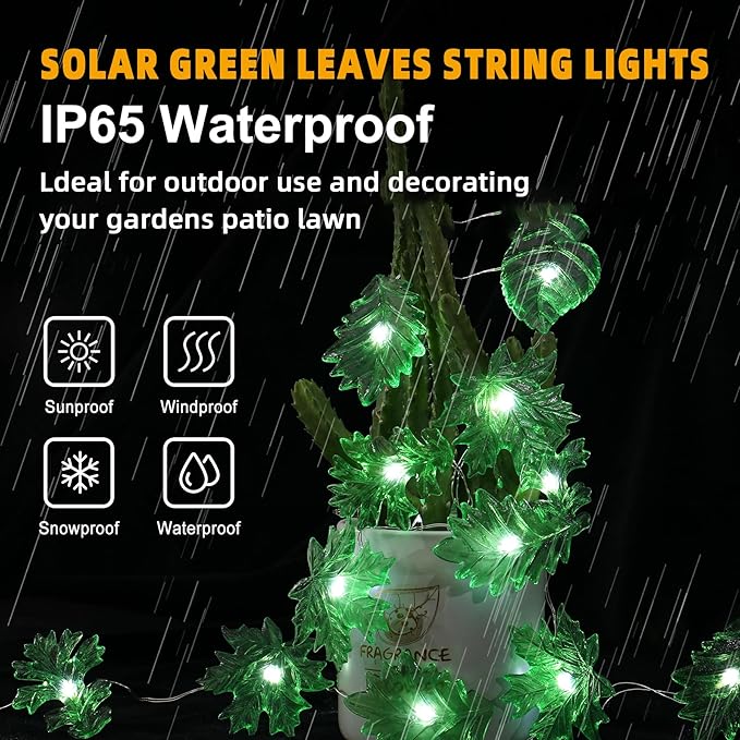 Twinkling Leaf Oasis Vine Lights 14ft Solar String Lights with 40 LED Artificial Ivy Vines Greenery Garland, Fake Hanging Plants for Bedroom Outdoor Decor, Solar Lights for Garden