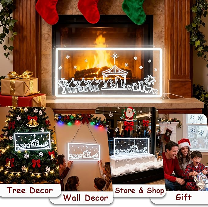 Christmas Home Decor Neon Sign Led Neon Christmas Lights Ornaments Tree Decorations Outdoor Neon Signs for Wall Decor USB Powered Led Neon Signs for Room Decoration