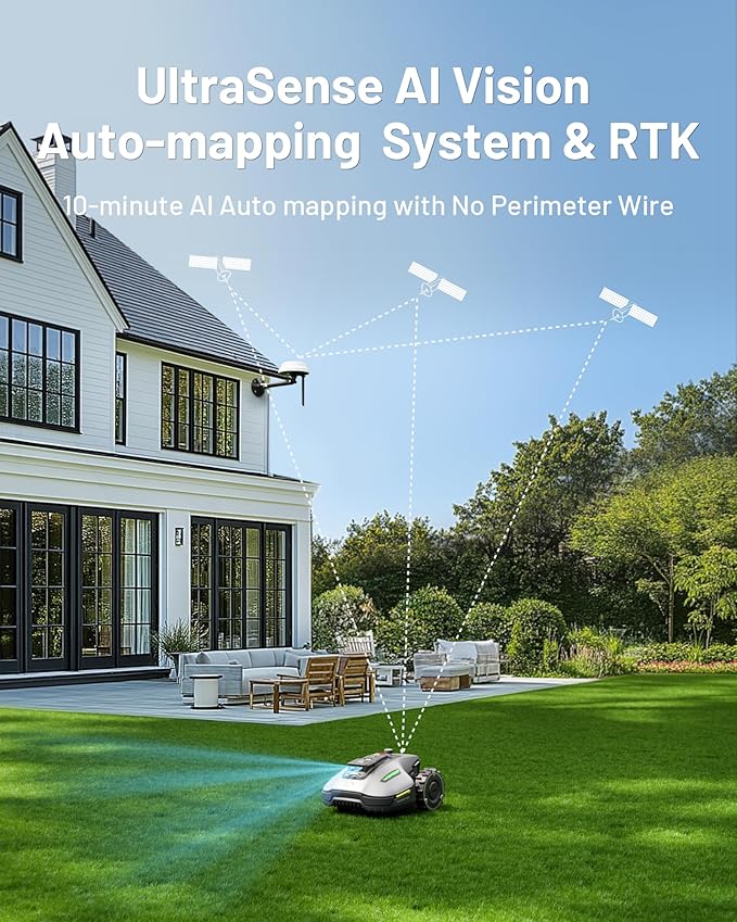 Mammotion YUKA Mini 700H Robot Lawn Mower, Reception 0.17 Acre, Max.0.35 Acre, Ultrasense AI Vision+ RTK Positioning, Auto Mapping, App Control, 50% Slope, Cutting Height 2''~3.5'', 15 Mowing Zones