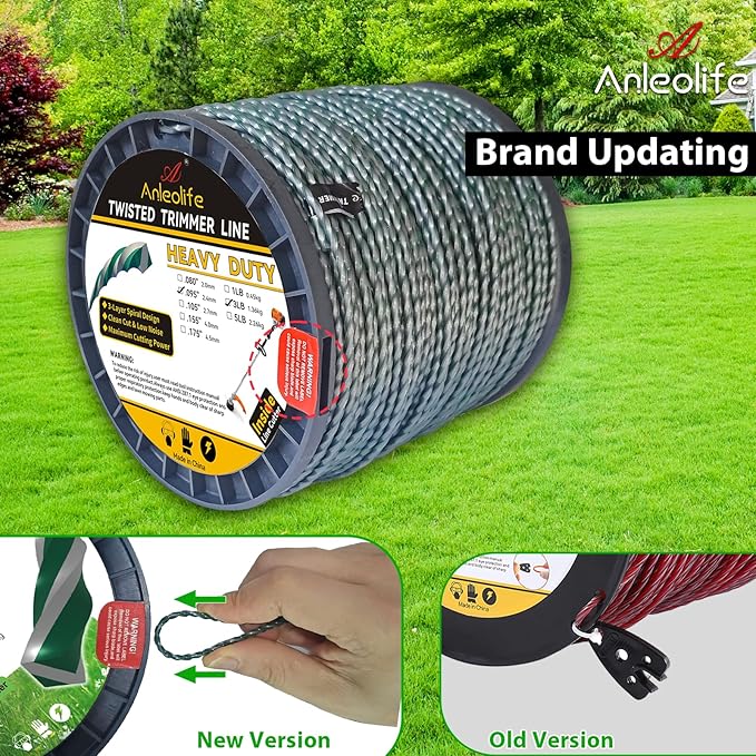 A ANLEOLIFE 3-Pound Commercial Square .095-Inch-by-780-ft String Trimmer Line in Spool, with Built-in Line Cutter, Orange