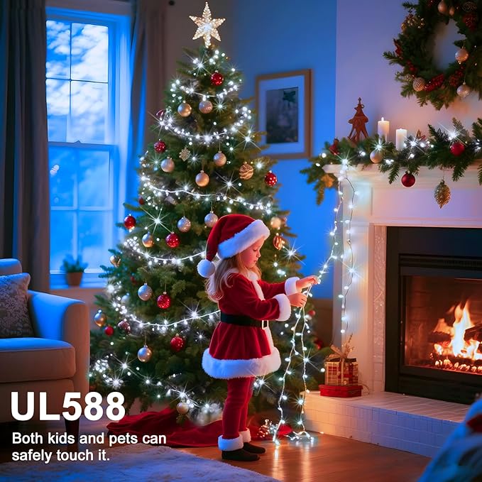 328 FT Christmas Light1000 LED Xmas Lights OutdoorChristams String Lights Waterproof 8 Modes & Timer, Fairy Lights Plug in for Weeding, Patio, Party, Holiday,Christmas Decor (Cool White)