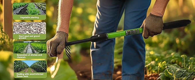Small Rake for Gardening, Garden Rake, Hand Rakes, Ajustable Handle Gardening Hand Cultivator, Garden Tool with Non Slip Handle Hand, Weeder Tool for Weeding Tilling Soil Planting