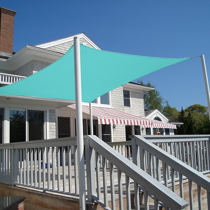 E&K Sunrise 17' x 23' Waterproof Sun Shade Sail Outdoor Rectangle Canopy Shade Cover UV Block for Pergola Patio Backyard Garden Deck (Turquoise)