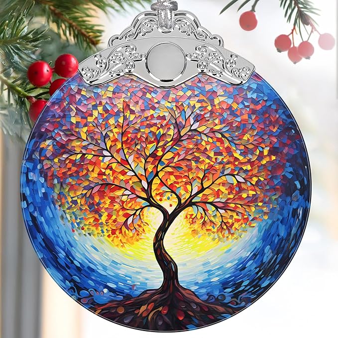 Tree of Life 2025 Christmas Ornaments - Christmas Tree Ornaments, Stained Glass Holiday Decor for Tree & Gift Exchange