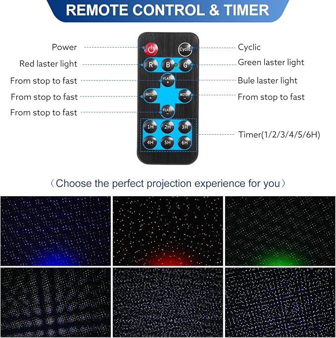 Outdoor RGB Laser Projector Lights, Moving 3 Color Starry Sky & Firefly Effects Projection Light with RF Control, IP65 Outdoor Holiday Landscape Decor for Christmas Halloween Parties Garden New Year