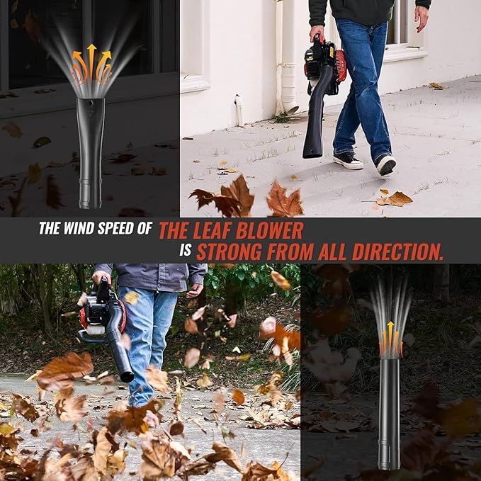 52cc Gas Backpack Leaf Blower, 2.1 HP Engine, High-Velocity 570 CFM, 250 MPH, Ergonomic Design, Low Vibration