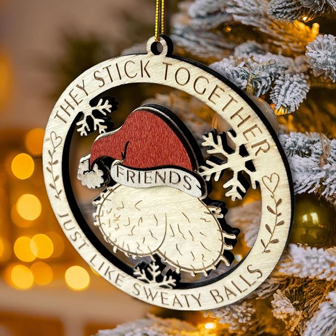 Fuck Ornament - Fuckin Christmas Tree Hanging Ornament - Friends Together Like Sweaty Balls Funny Christmas Ornament – Hilarious Wooden Holiday Decoration, 2024 Gag Gift for Fucking Friends