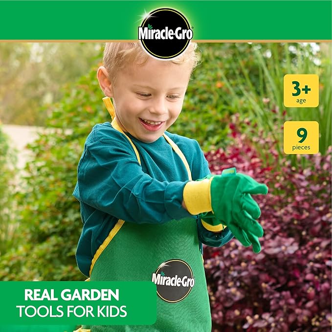 Miracle-GRO Kids Gardening Set 9 Piece Garden Tool Set with Toolbox for Hours of Fun Activities in The Garden. A Great Gift for Boys & Girls. Ages 3+