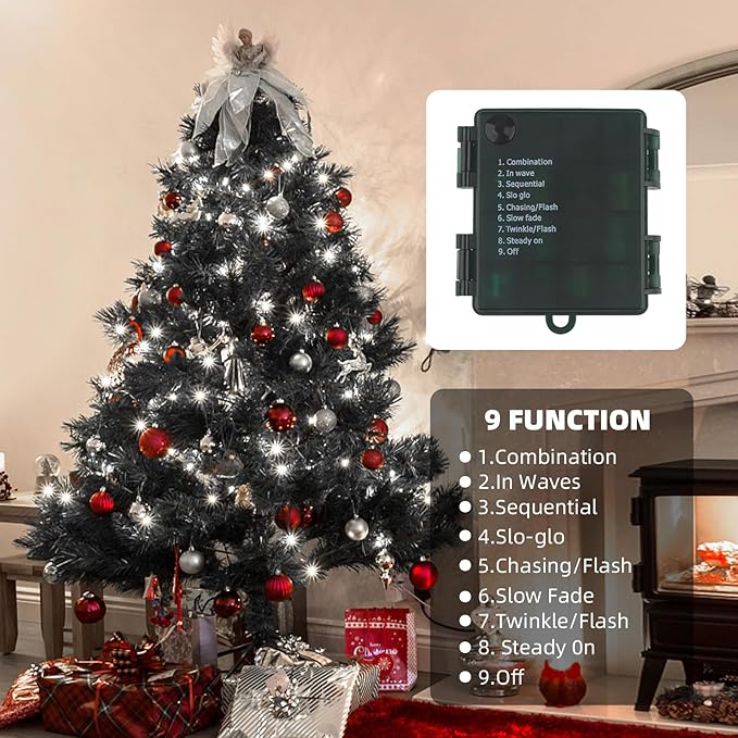 XTF2015 Christmas Lights 66ft 200 LED String Lights Timer Memory Function USB or Batter y Powered Waterproof String Light for Indoor Outdoor Decoration (Cool White)