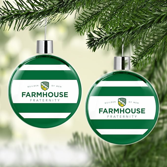 Farmhouse Round Flat Christmas Tree Ornament Decoration for Tree Party Home Holiday Decor (Farmhouse 6)