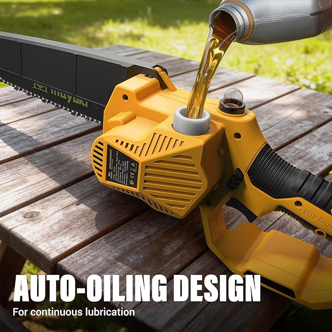 Cordless 8In Chainsaw Compatible with Dewalt 20V MAX Battery, Electric Portable Chain Saw w/ 4.0Ah Battery and Charger, 39Ft/s, Auto Oiler, 900W Brushless Motor, for Tree Trimming, Cutting, Purning