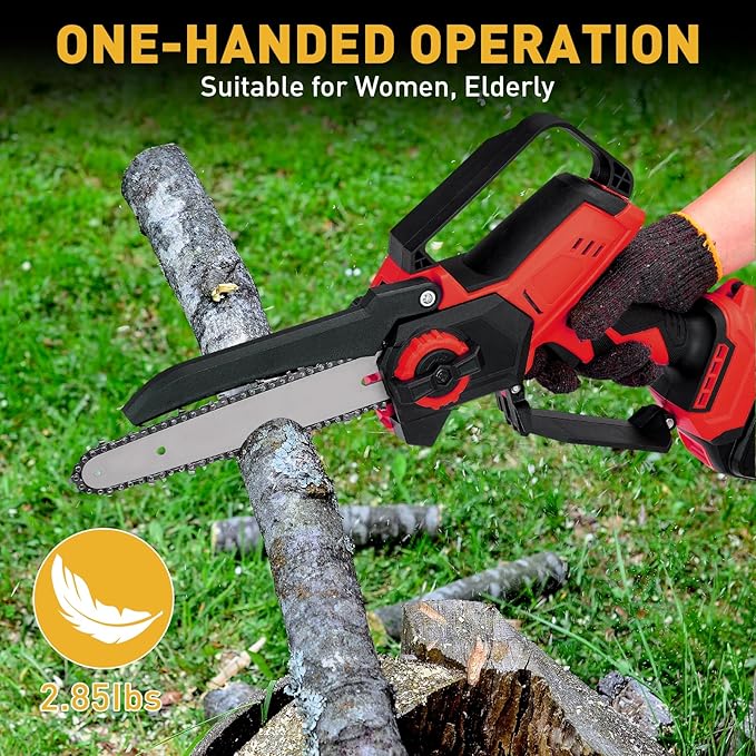 Mini Cordless Chainsaw for Milwaukee M18 Battery,6 Inch & 8 Inch Electric Battery Powered Brushless Chainsaw,400W Auto Oiler Hand Saw for Wood Cutting Tree Trimming(Only Tool)