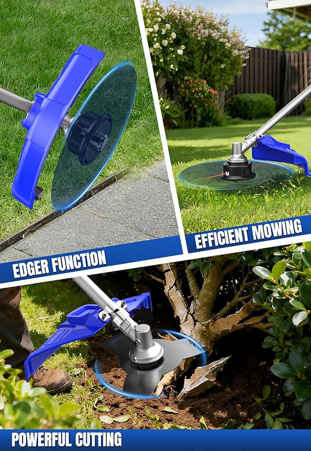 WILD BADGER POWER 52cc Weed Wacker Gas Powered, 3 in 1 String Trimmer/Edger 18¡¯¡¯ with 10¡¯¡¯ Brush Cutter,Rubber Handle & Shoulder Strap Included