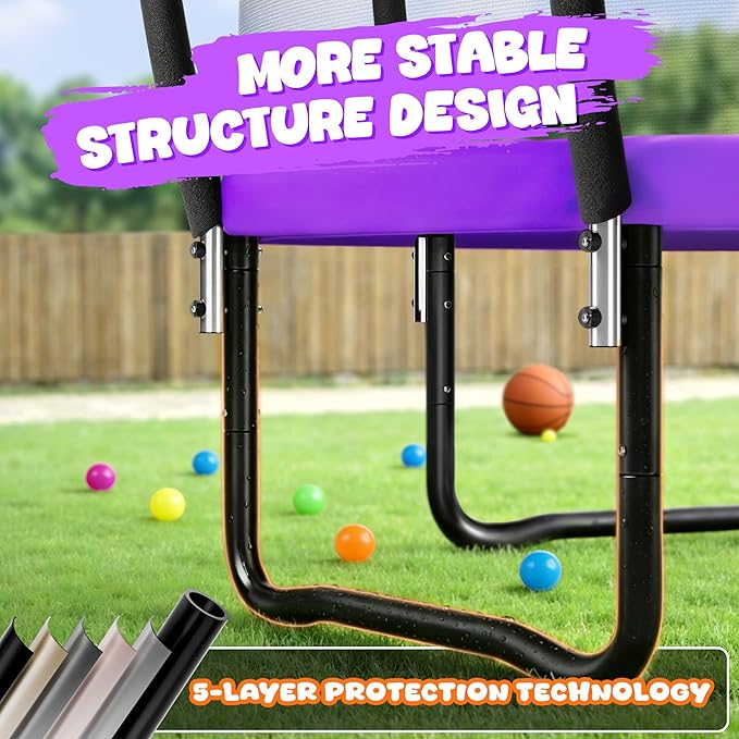 Trampoline 8FT 10FT 12FT 14FT 15FT 16FT, Recreational Trampolines with Enclosure Net and Ladder, Outdoor Anti-Rust Trampolines for Kids and Adults, ASTM Approved