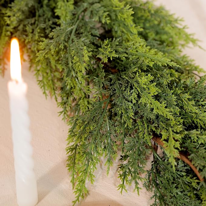 WBHome Real Touch Juniper Garland for Christmas Holiday Seasonal Outdoor/Indoor Home Decor, 6FT Long