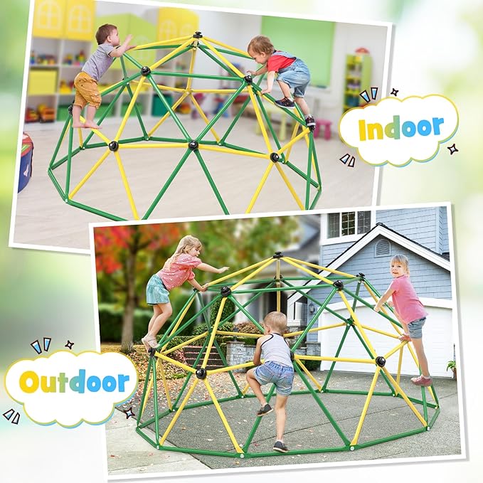 Climbing Dome, 10FT Climber with Hammock & Swing, Jungle Gym Backyard for Kids, 2025 Upgraded Model Indoor Outdoor Toddler Play Equipment, Easy Assembly, Safety Certified