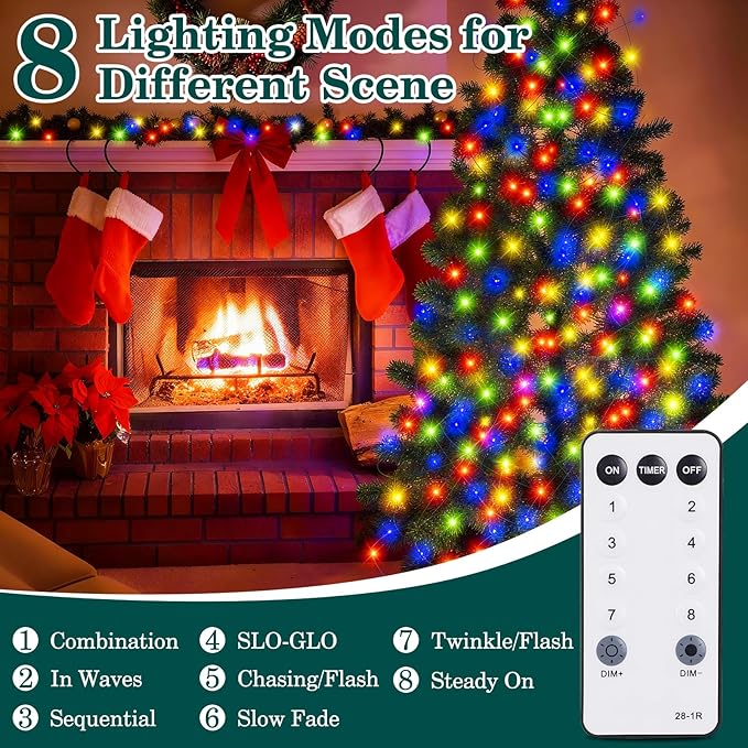 Christmas Lights,1300 LED 426FT Upgrade Long Outdoor String Lights Waterproof Christmas Roll Light Fairy Tree Xmas Long Light Decorations with Remote Plug in for Indoor Party Yard Garden-Multicolored