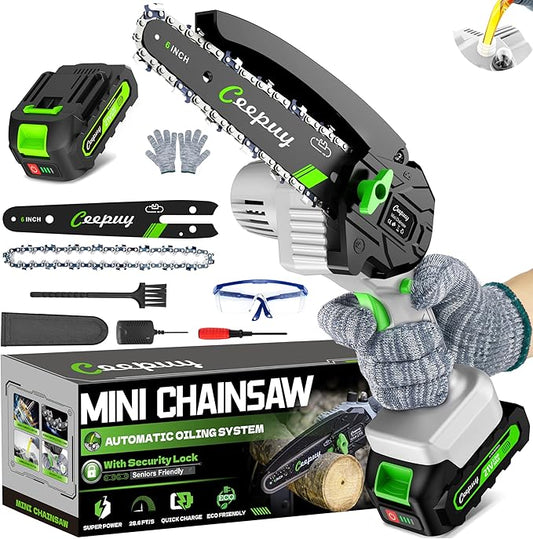 Mini Chainsaw Cordless 6 Inch, Electric Saw Gifts for Men Dad Husband Gardener, Cool Gadgets for Men 2025, Stocking Stuffers for Adults Christmas Gifts Dad Him Mothers Mom Women