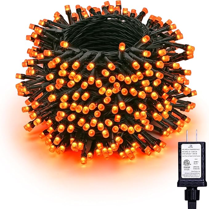 Toodour Orange Candlelight Christmas Lights, 131ft 350 LED String Lights with 9 Modes, Timer, Connectable, Dimmable Orange Christmas Outdoor Lights for Home, Party, Garden, Yard, Holiday Decorations