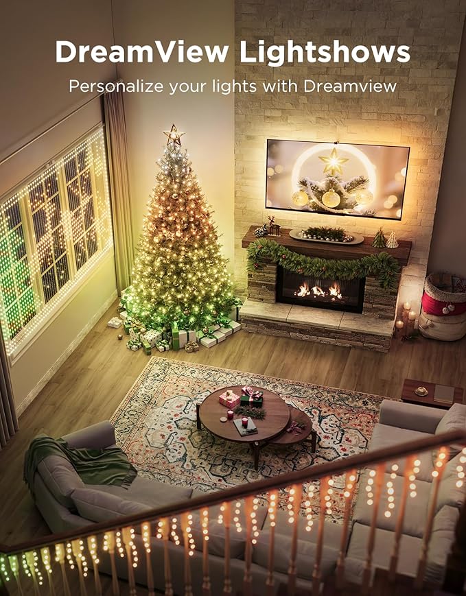 Govee Christmas Sparkle String Lights 66ft, RGBWIC String Lights with 250 Bullet-Head LEDs, App-Controlled, 140+ Scene Modes, Shape Mapping, Music Sync, Works with Alexa, Indoor Holiday Decorations