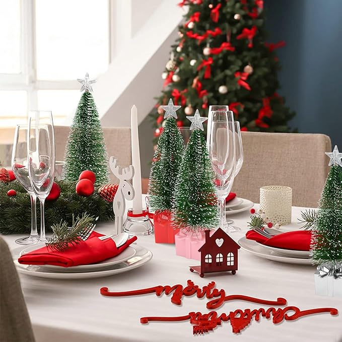 Mini Christmas Tree with Lights, 8 Pack Tabletop Christmas Tree with Lights for Indoor Christmas Decorations Holiday Party Ornagment, Christmas Centerpieces for Tables (8)