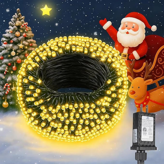 Extra Long 264Ft 800 LED Christmas Lights with Timer, Green Wire Fairy Starry String Lights Plug in, 8 Modes and Memory, forIndoor Outdoor Xmas Tree Wedding Party Decoration,Warm White