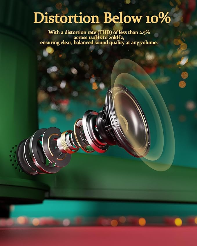 【Patent Pending】 Musical Rotating Christmas Tree Stand, UL Certified Up to 9ft 120 lb Artificial Christmas Tree with Speaker, Spinning Stand with Remote, Fit for 1.25-2" in Tree Poles - 800W