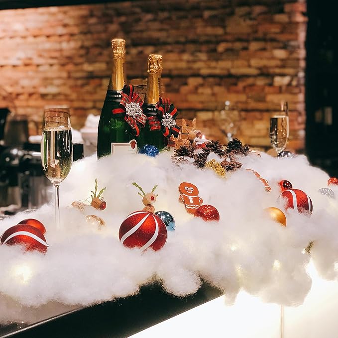 6Pack Christmas Fake Snow Decoration 600g/21.1oz Artificial Fluffy Snow Fiber Soft Fake Fluffy Snow Blanket Indoor Fake Winter Snow Stuffing Snow Covering (6)