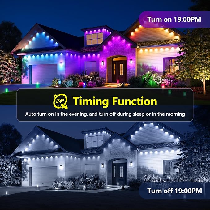 RGB Permanent Outdoor Lights 50ft 30 LEDs - Outdoor Lights under Eave for House Decoration with App Control &Remote,Smart Lighting Support with Alexa & Google Assistant for Party, Halloween,Christmas