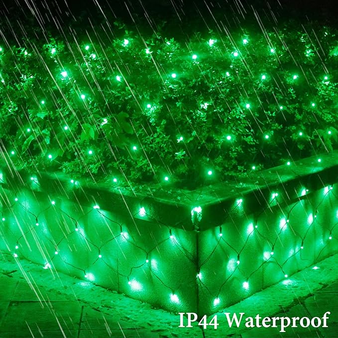 OYCBUZO 300LED Green Net Lights, 14.8ftx5ft 8 Modes Christmas Mesh Lights Connectable, Waterproof String Lights Plug in for Bushes Xmas Tree St Patrick's Day Holiday Party Patio Garden Outdoor Decor