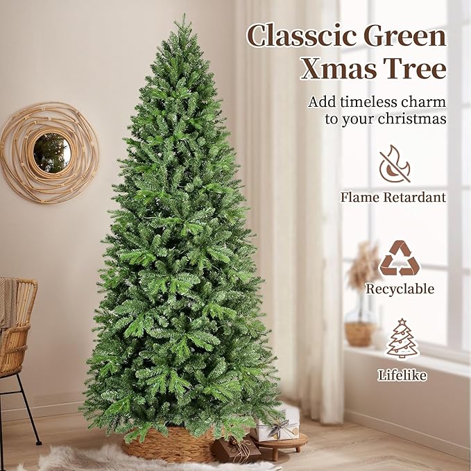 6ft Artificial Christmas Tree Green Spruce Christmas Tree with Dense 988 Branches Tips Easy to Assemble for Home Holiday Outdoor Decor