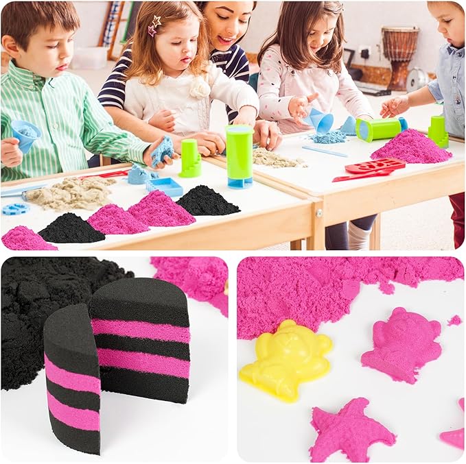 NiToy FlexiSand Value Pack Colored Moldable Self-Sticking Sand, Never Dries Out Fun for 3 Years and Up Kids, Bulk Refill for Sensory Sand Box Toys, Ideal for Shaping and Molding (11lbs, Hot Pink)